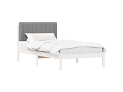 Estrutura de Cama com Cabeceira Estofada em Cinzento Claro MAISON EXCLUSIVE