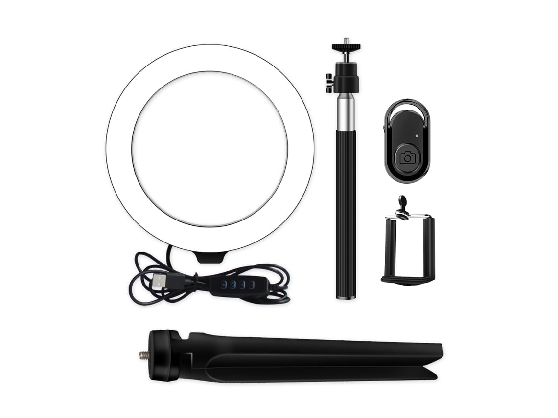 2026 luz Anular de 8 Polegadas 3200k 5500k com Tripé, Bastão para Selfie, Suporte para Telefone e Controle Remoto para Streaming e Fotografia