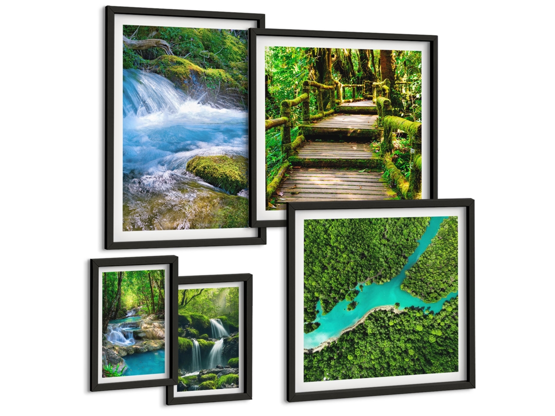 Galeria De Pinturas Murais Paisagens, Praia, Penhascos, Cidade Moldura Preta Imagens Para Um Quarto Infantil Espelharte (conjunto De 5 Imagens)