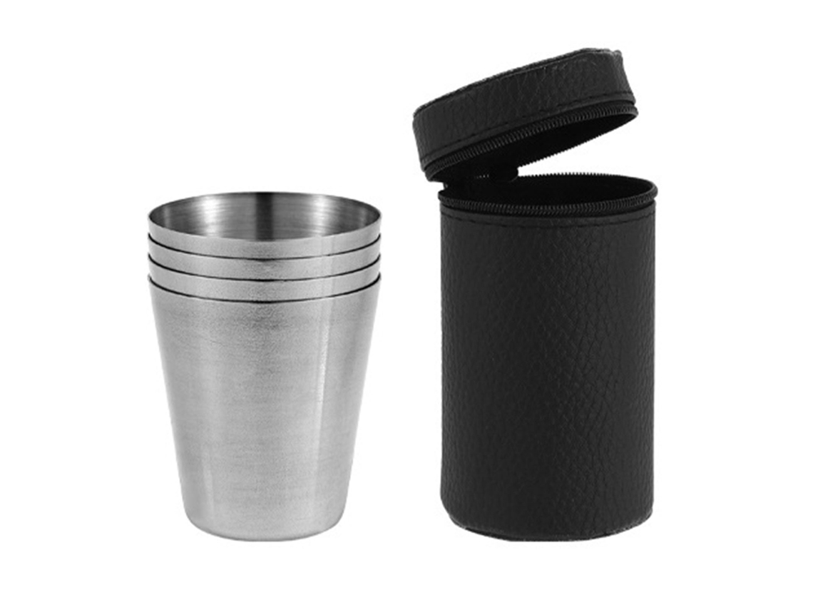 Copo de Aço Inoxidável Portátil para Camping com Estojo