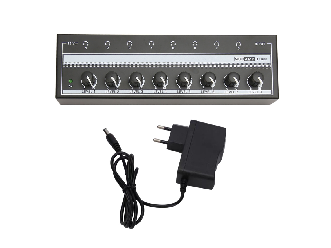 Aetheria amplificador de Fones de Ouvido 8 Canais Estéreo Profissional Alto Poder Plug And Play 100‑240v Plug Eu
