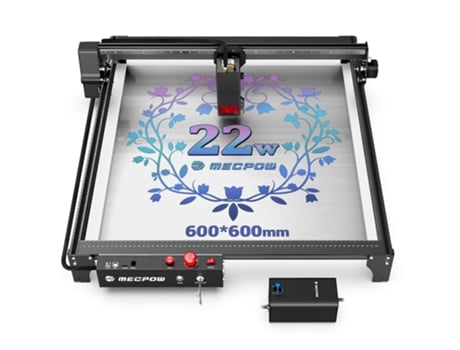 Máquina de Gravação a Laser MECPOW X5 22W 600X600Mm Área de Gravação 0.08X0.1Mm Ponto a Laser com Assistência Automática de Ar