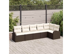 Vidaxl Conjunto De Sofá De Jardim 6 Unid. Castanho Vime Pe