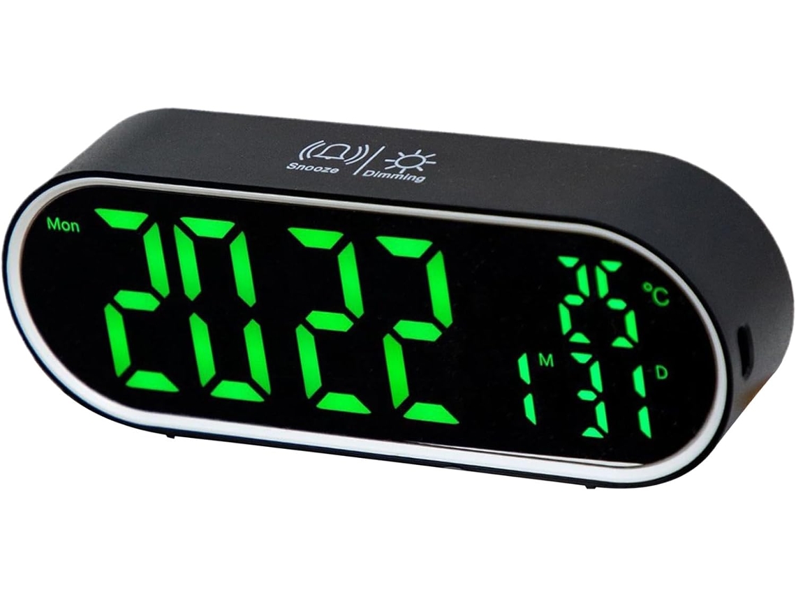 Despertador Led Com Função Soneca, Alarme Digital Recarregável, Bateria De 1200mah, Eletrônico Moderno