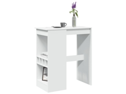 Vidaxl Mesa De Bar Com Prateleiras Derivados De Madeira Branco