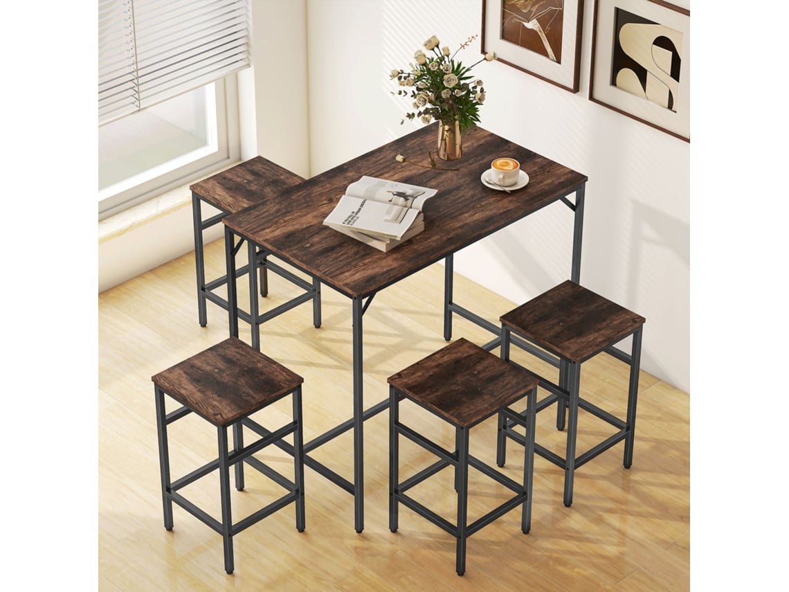 Conjunto De Mesa E 4 Cadeiras, Preto
