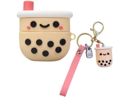 2026 capa de Silicone para Airpods com Design de Chá de Leite 3d e Porta chaves Protetora