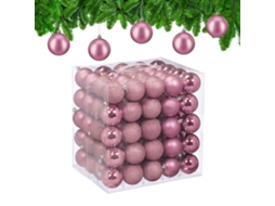 Relaxdays Bolas De Natal Em Conjunto De 100, Plástico, D: 6 Cm, Decoração De Natal, Enfeites Inquebráveis, Rosa
