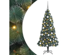 Árvore De Natal Artificial Com Leds Conjunto De Bolas Vidaxl Verde Plástico (180 X 40 Cm)