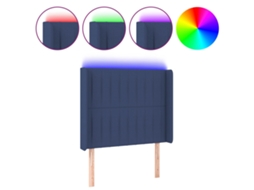 Cabeceira de Cama com Luzes Led Tecido Azul MAISON EXCLUSIVE (83x16x118 cm)