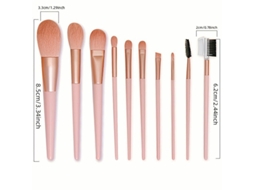 10 Pcs Conjunto de de Qualidade Profissional Corretivo de Viagem Sombra Kabuki Pincel de Cerdas de Fibra Sintética Rosa LUUCOZK