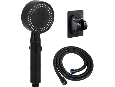 Chuveiro Preto Com 6 Jatos, Mangueira De 1,5 M E Suporte. Econômico, Prático E De Alta Pressão. Chuveiro De Alta Pressão. Kklo
