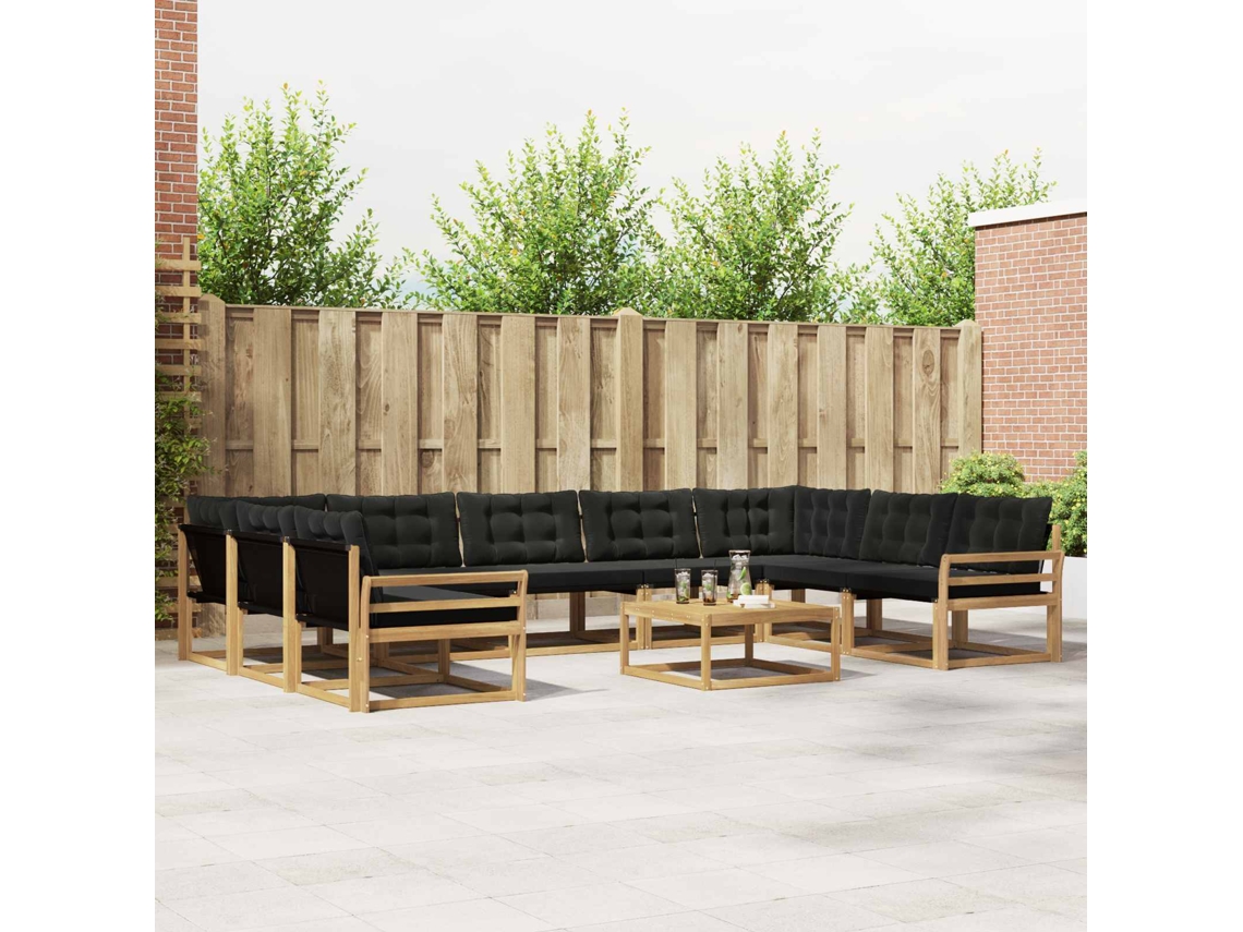 Vidaxl Conjunto De Sofás Para Exterior 10 Unid. Branco E Preto