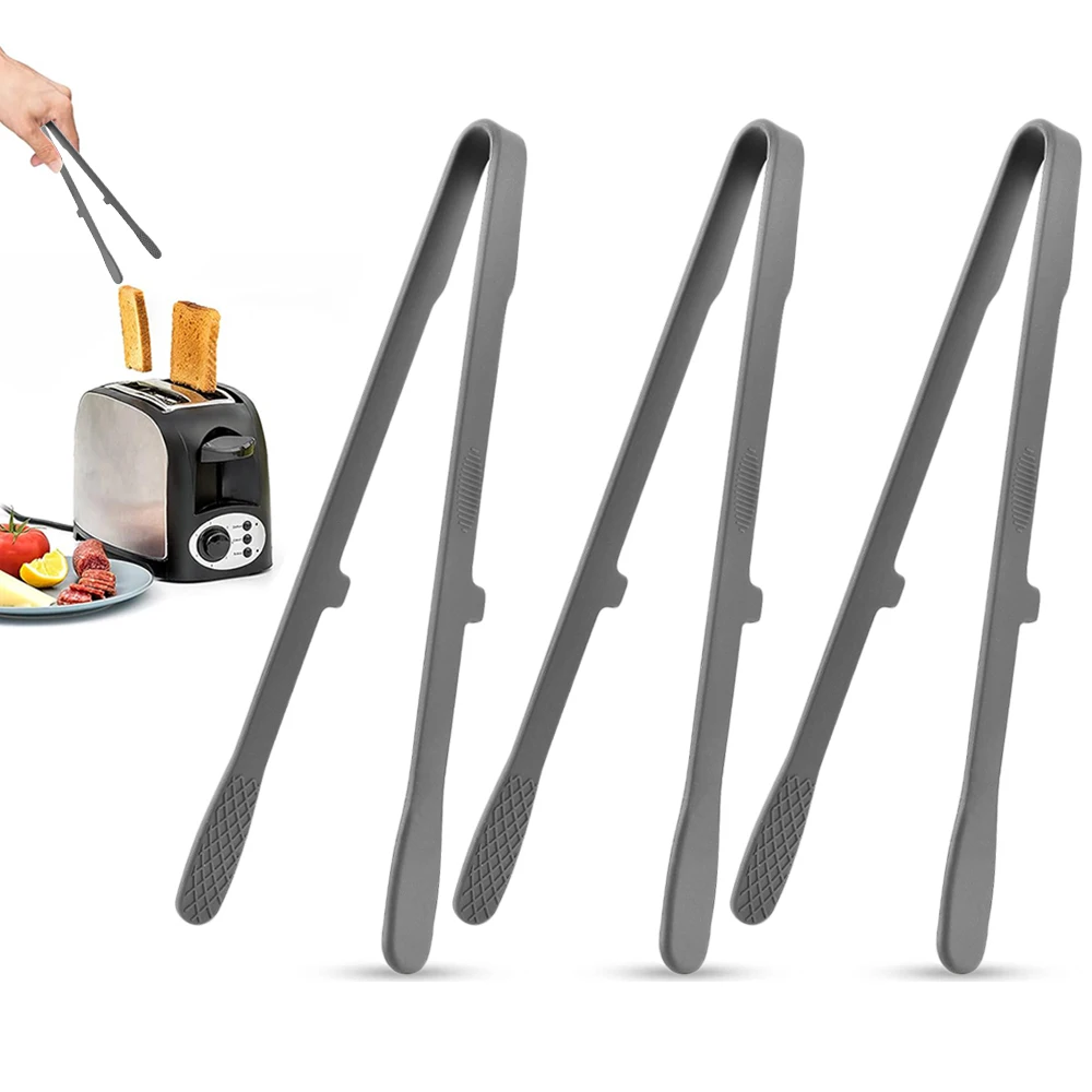 Alicate de Precisão de Silicone para Cozinha, Antiderrapante e Resistente Ao Calor, Adequado para Grelhar e Cozinhar. MDUG (cinza, 3 Peças)