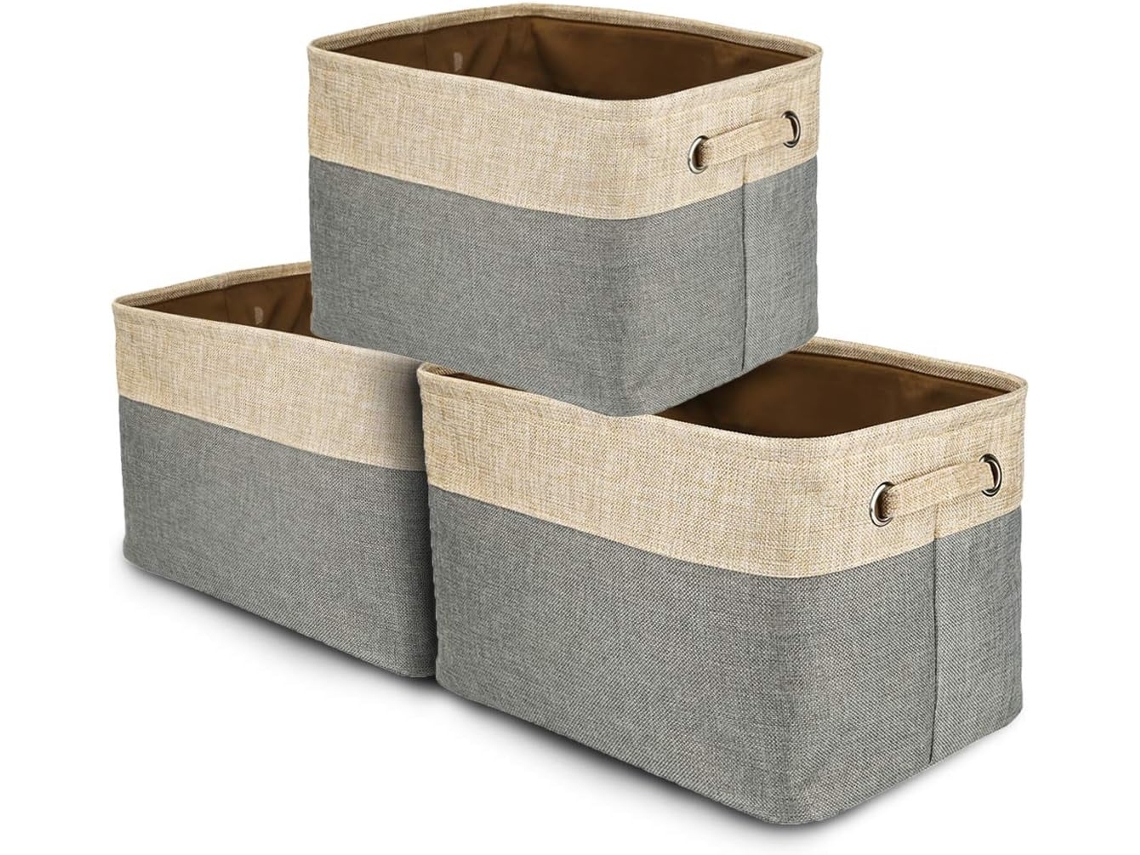 Lurelia Cesto Para Roupa Dobrável Pack 3 38 X 27 X 24 Cm Eva Cinza Quarto
