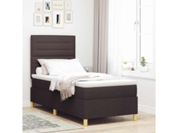 Vidaxl Cama Box Com Colchão Marrom Escuro 100 X 200 Cm Tecido