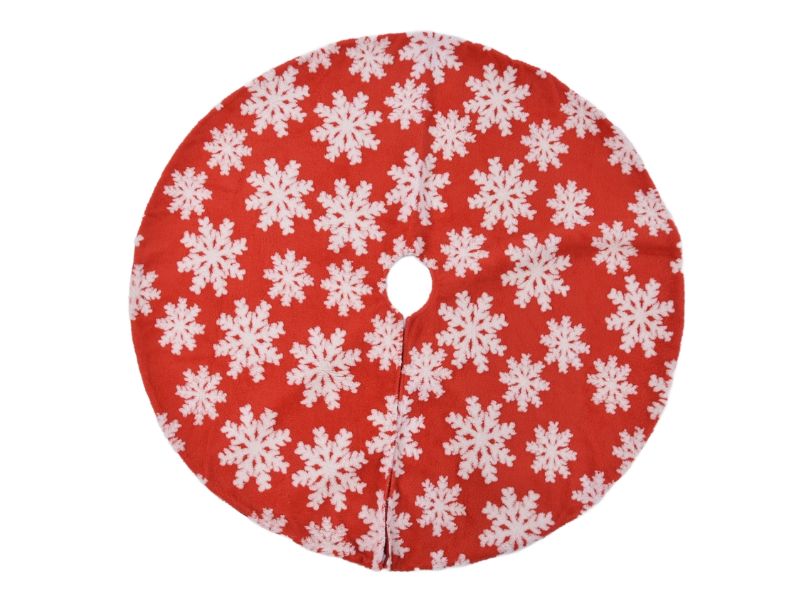 Tapete para Árvore de Natal Branca com Estampa de Flocos de Neve, 122cm LAXISCREED
