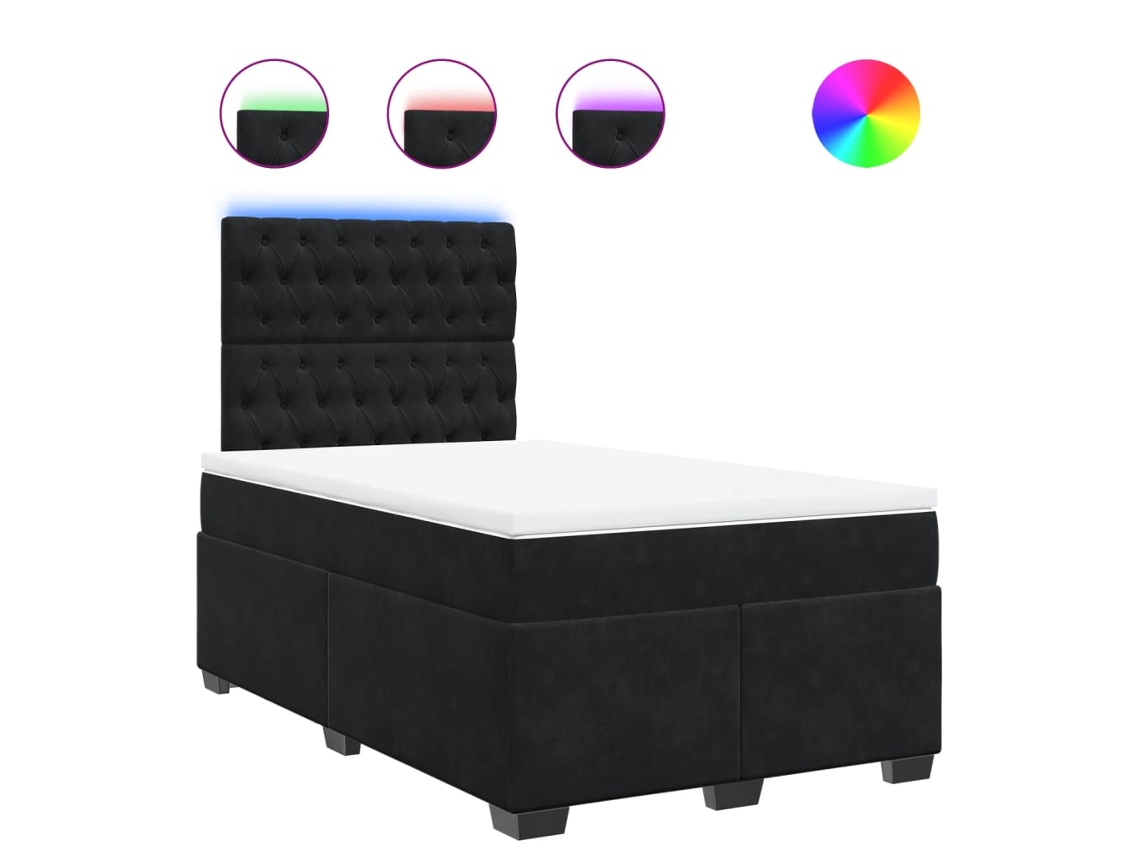 Cama Boxspring com Colchão 120x190 Cm Veludo Preto MAISON EXCLUSIVE