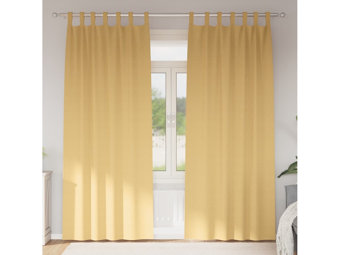 Vidaxl Cortinas Blackout Com Argolas 2 Pcs Bege 245 X 140 Cm Poliéster