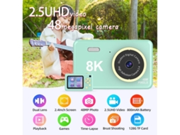 Câmera Digital H4 Hd 8k Compacta De 2.4 Polegadas Frontal E Traseira Câmera Ccd Dupla 32g Cinza Yemaesre