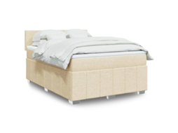 Vidaxl Cama Com Molas/colchão 160x200 Cm Tecido Cor Creme