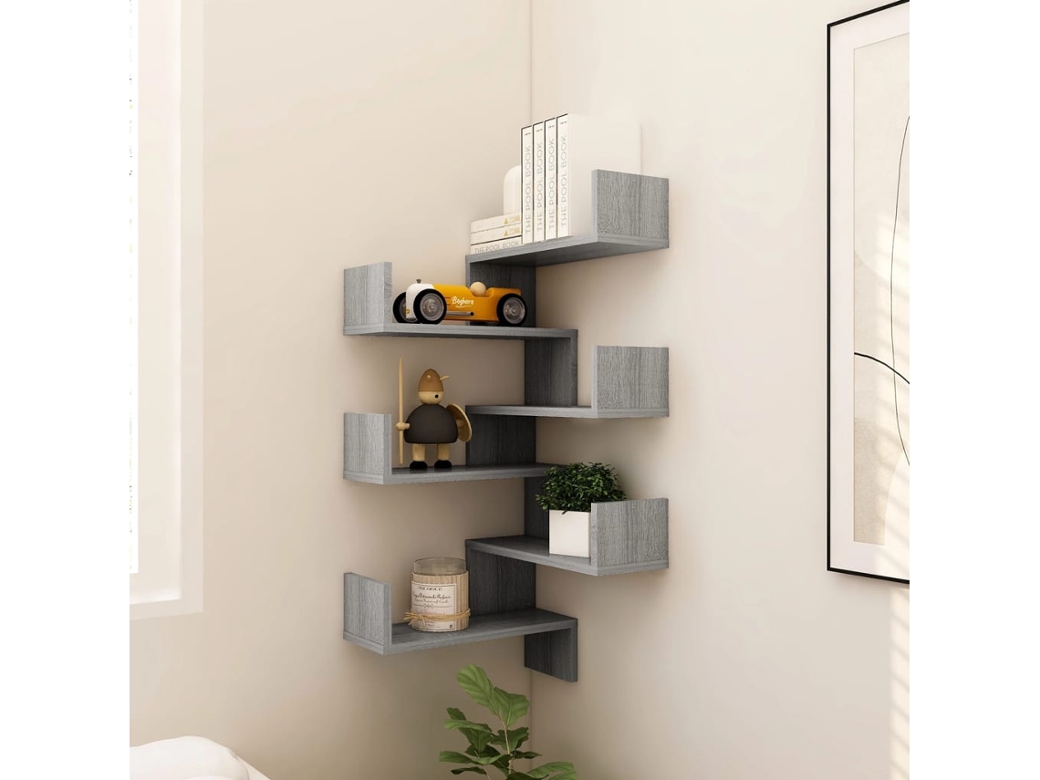 Vidaxl Estante Canto 2pcs 40x40x50cm Derivados Madeira Cinzento Sonoma