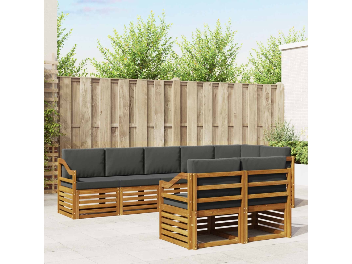 Vidaxl Conjuntos De Sofás Com Almofada 8 Pcs Natural E Antracite
