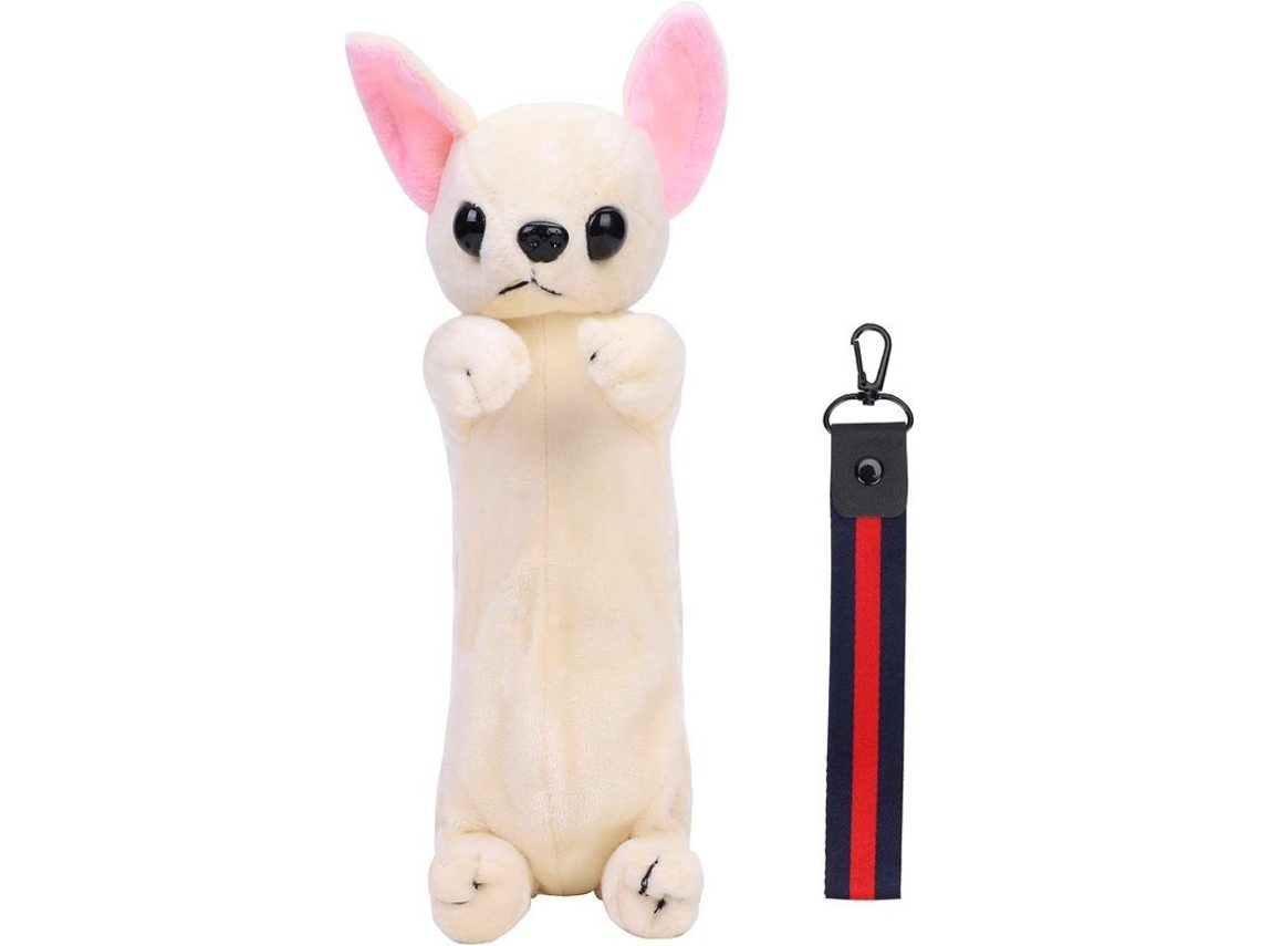 2026 estuche de Lápices Linjou Con Diseño de Chihuahua de Pelo Corto, Gran Capacidad, Color Albaricoque