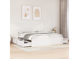 Cama Sem Colchão 200x200 Cm Madeira De Pinho Maciça Branco