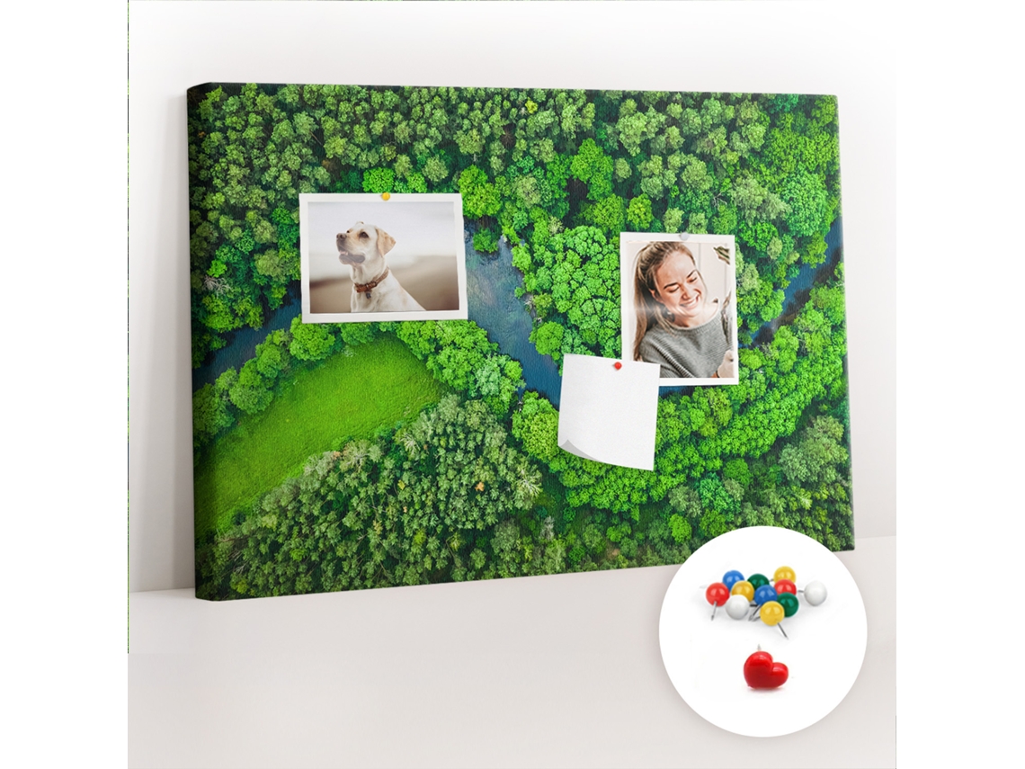 Quadro De Cortiça Com Impressão Rio Na Floresta Para O Quarto Das Crianças Espelharte (60x40 Cm)