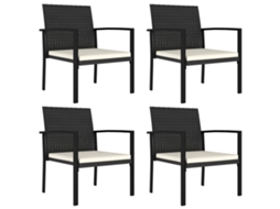 Vidaxl Cadeiras De Jantar Para Jardim 4 Pcs Vime Pe Preto