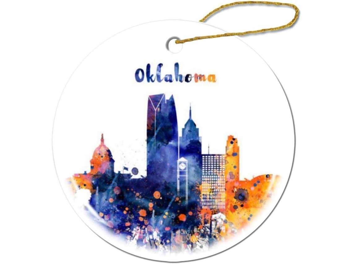 Oklahoma Decoração De Porcelana Dupla Face 7,6 Cm