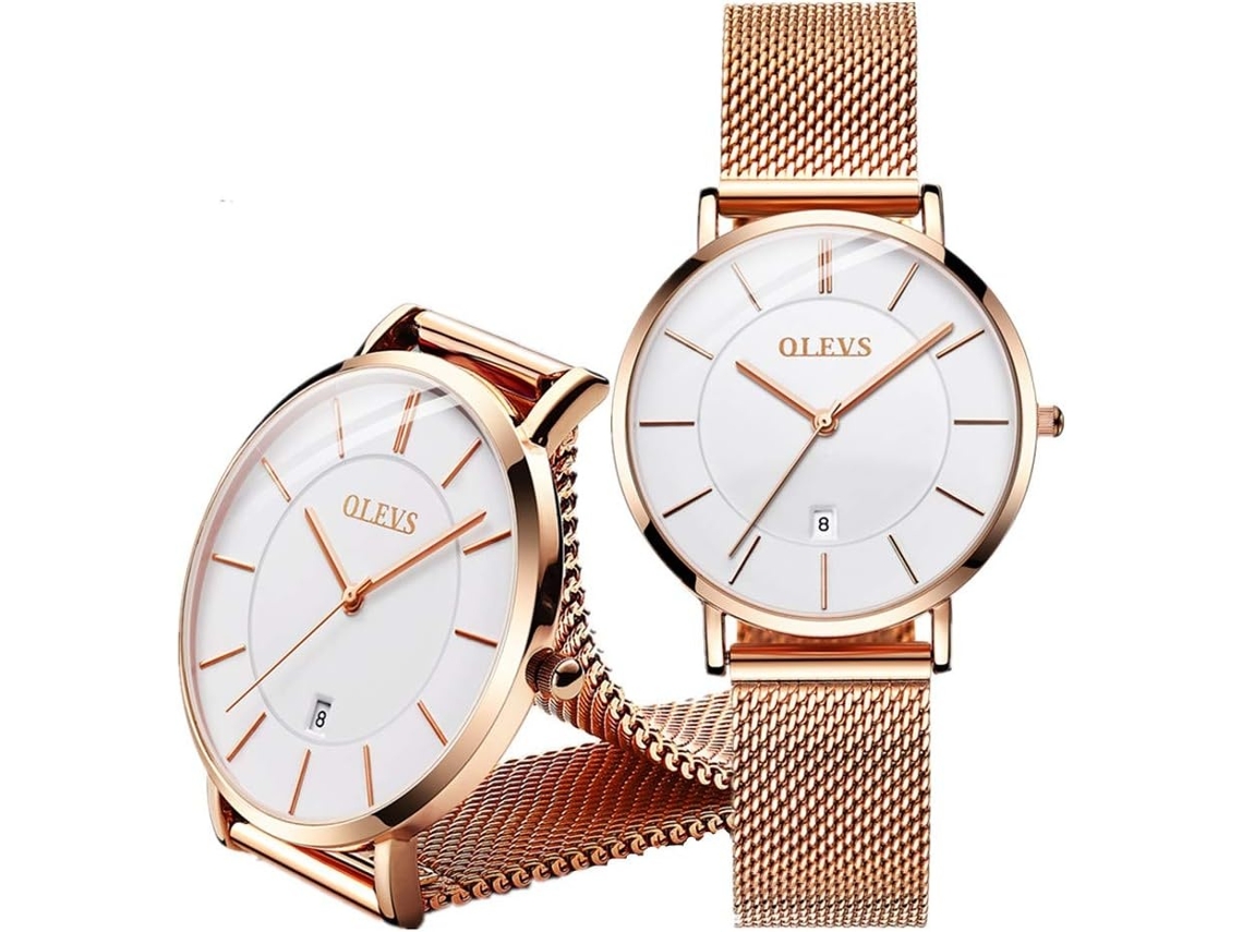 Lurelia Relógio De Quartzo Feminino, Aço Inoxidável, Calendário, Resistente À Água, Dourado, Modelo Lx03527