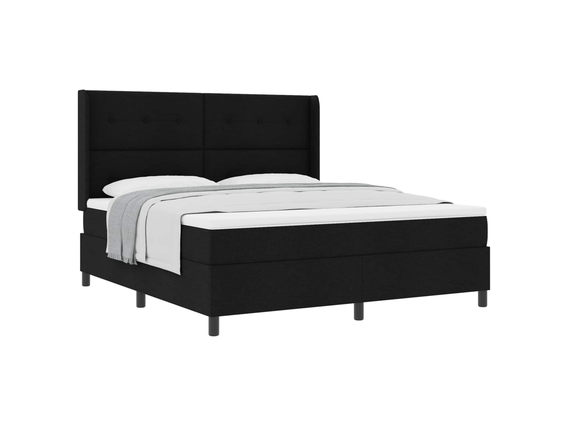Conjunto 1 Cama Box Vidaxl Preto Tecido (200 X 180 Cm)