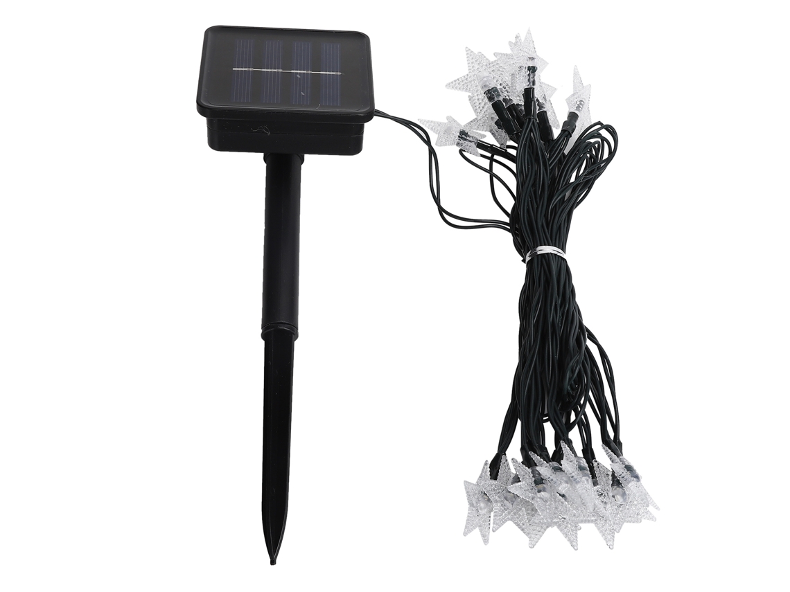Luzes de Fita Led Solar 5m 8 Modos Estrela Branco Quente Ip44 Decoração