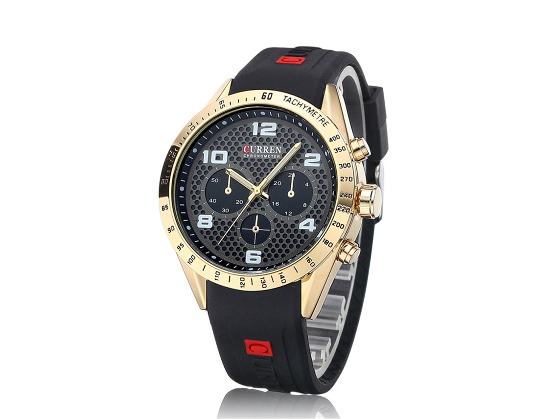 Relógio Masculino Elegante Quartzo 30m Resistente À Água Pulseira Borracha Durável
