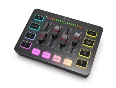 Misturador de Áudio para Jogos e Podcast Preto FIFINE Sc3 Rgb, com Entrada Xlr