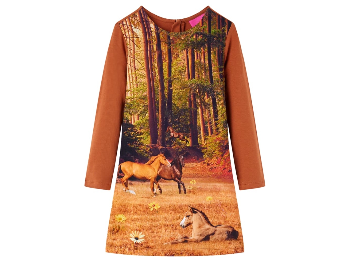 Vestido De Manga Comprida Para Criança Conhaque 128