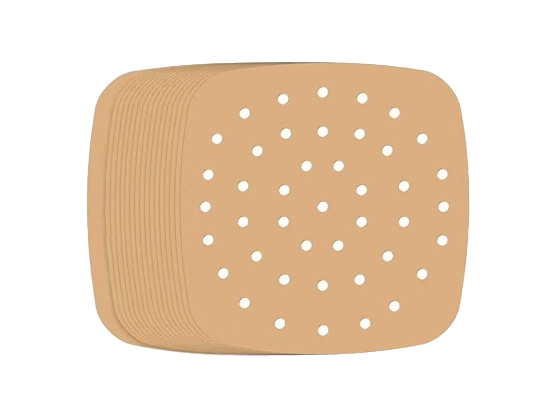 Papel Descartável Para Fritadeira Elétrica: 200 Unidades De Papel Perfurado Quadrado/circular De 23 Cm, Marrom Claro(100 Unidades Quadradas)