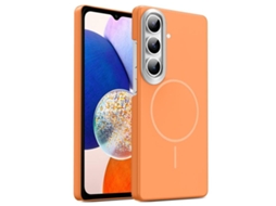 Capa Para Samsung Galaxy A14 4g Fina Circular Magsafe À Prova De Choque Dourada Em Policarbonato Laranja