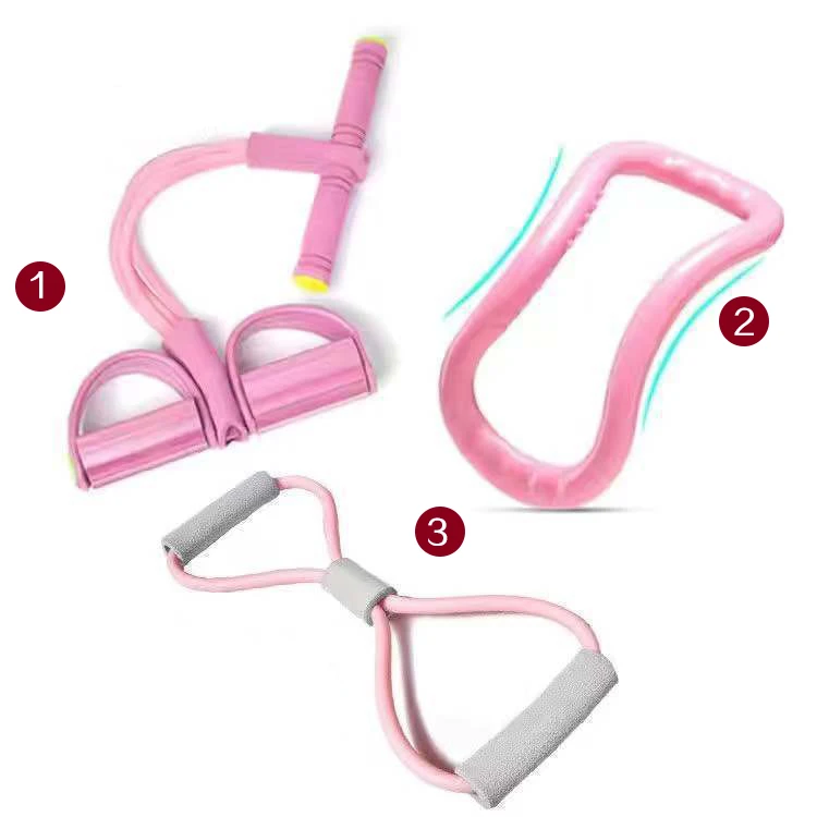 Conjunto De Equipamentos De Ioga E Fitness (rosa, 3 Peças) Com Pedal E Faixa De Resistência.