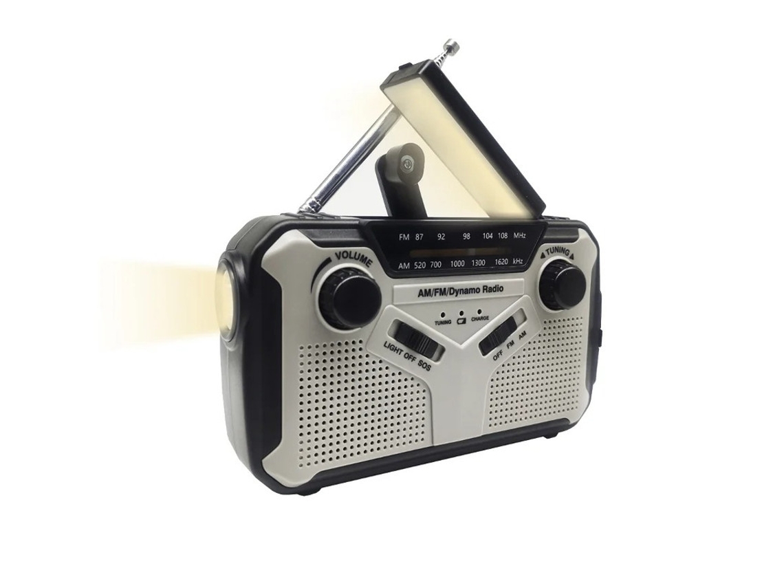 Gerador solar de 2500mAh com manivela manual e lanterna BESTVITE (cinza)