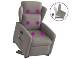 Vidaxl Poltrona Elevatória De Massagens Tecido Cinzento-acastanhado