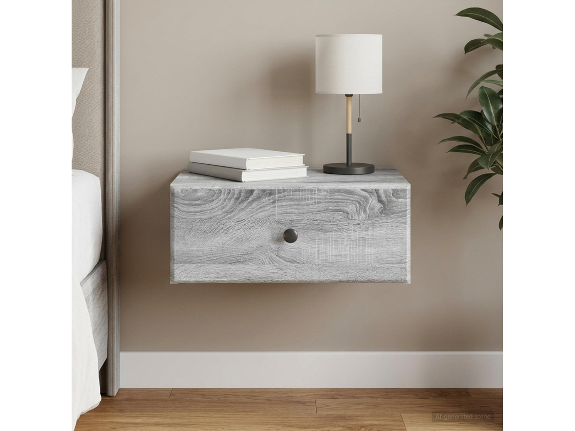 Vidaxl Gabinete De Canto Montado Na Parede Com Gaveta Sonoma Cinzento