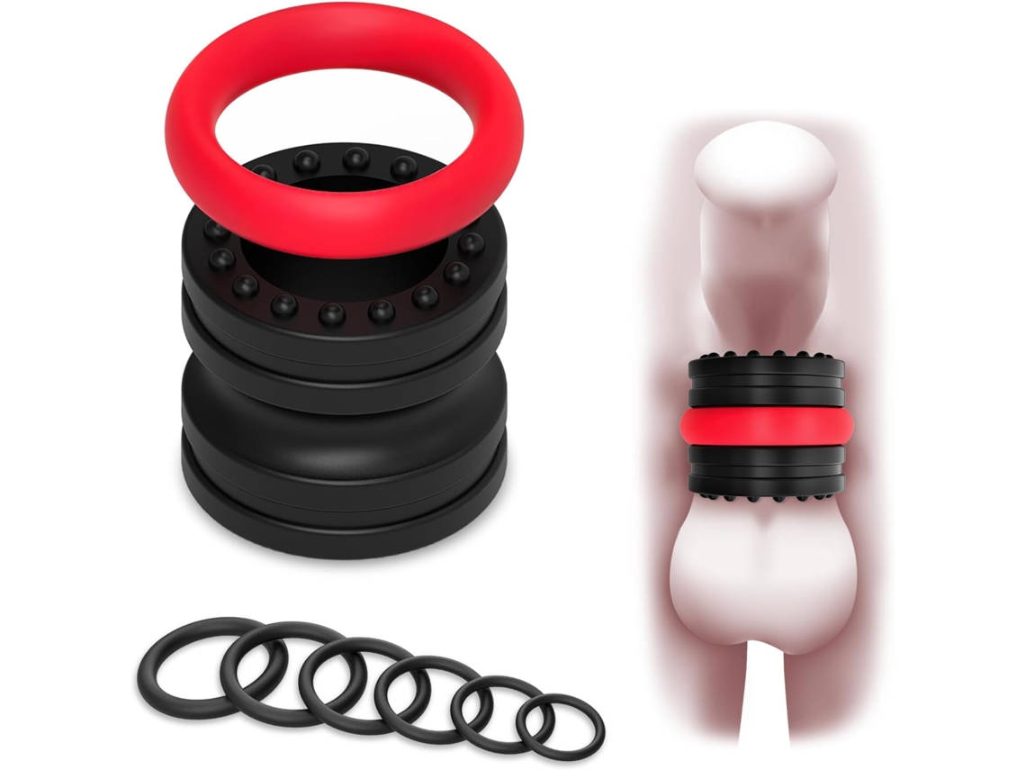 Conjunto De 8 Tamanhos De Anéis Penianos, Mangas Em Silicone Com Extensor Testicular