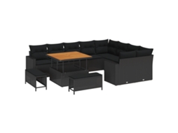 Conjunto 13 Sofá De Jardim Vidaxl Preto Vime Pe (292.5 X 234 X 85 Cm)