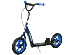 Patinete Infantil Com Rodas Grandes, Para Crianças De 6 A 12 Anos, Altura Ajustável, Freio Traseiro, Apoio Para Os Pés, Azul.