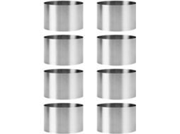 Conjunto De 8 Formas Redondas De Aço Inoxidável De 8 Cm Para Assar Bol