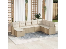 Vidaxl Conjunto De Sofá De Jardim 8 Unid. Bege Vime Pe