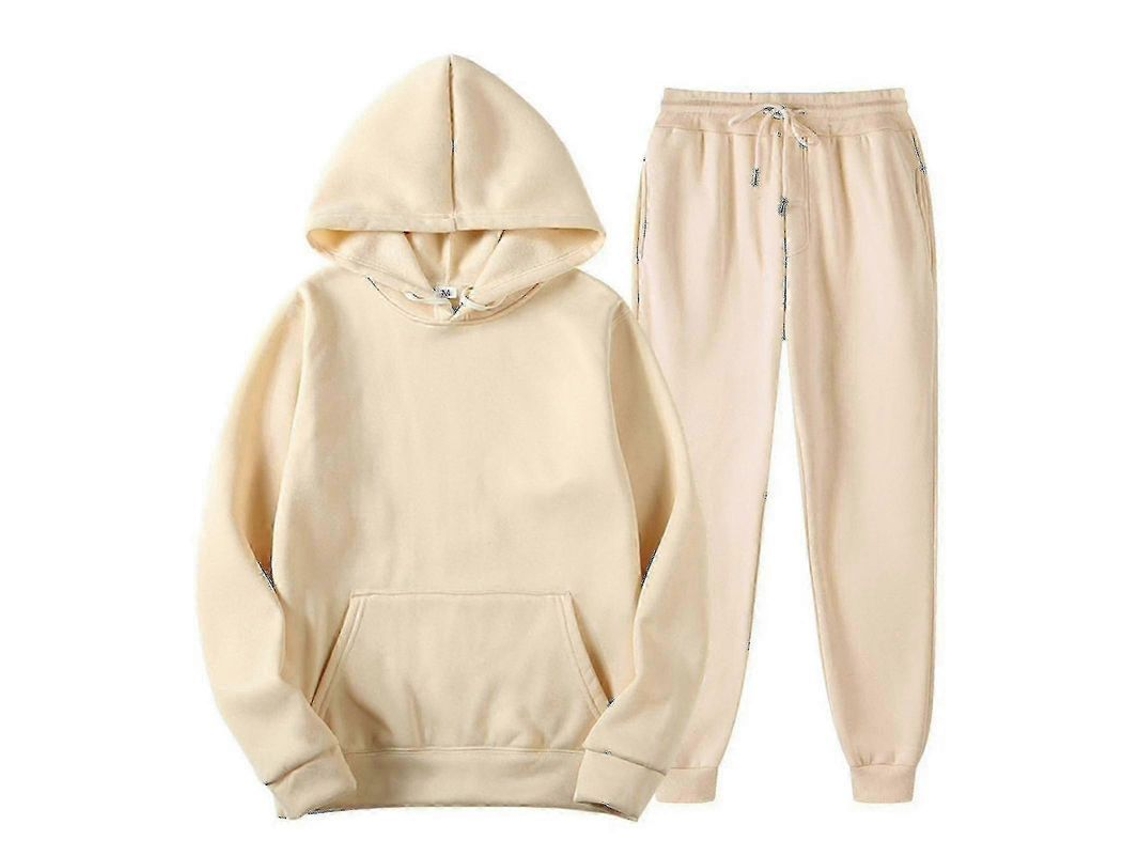 Conjunto De Calças De Moletom Com Blusa Capuz Oversized Para Homem - Ideal Para Fitness, Lazer E Ocasiões Especiais Khaki